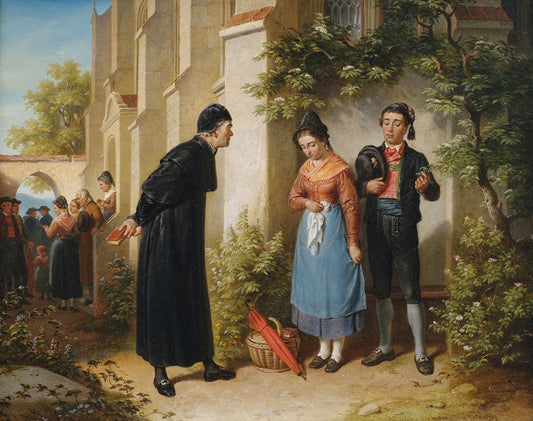 The Neglected Sermon, vintage artwork by Franz Schams, 12x8" (A4) Poster