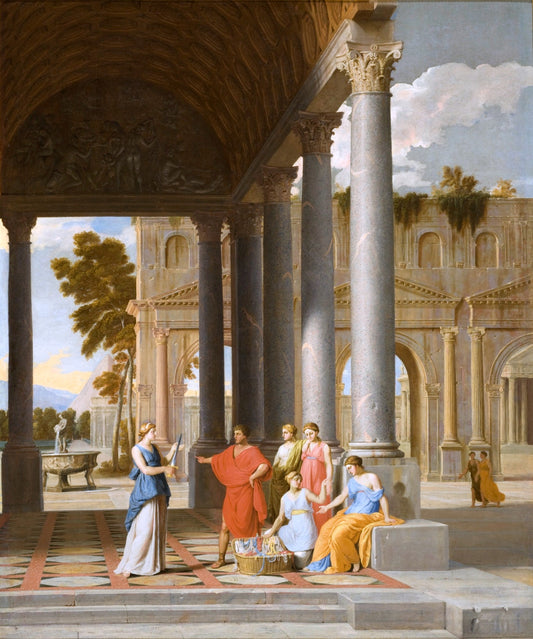 Achilles Discovered Among the Daughters of Lycomedes, vintage artwork by Jean Lemaire, 12x8" (A4) Poster