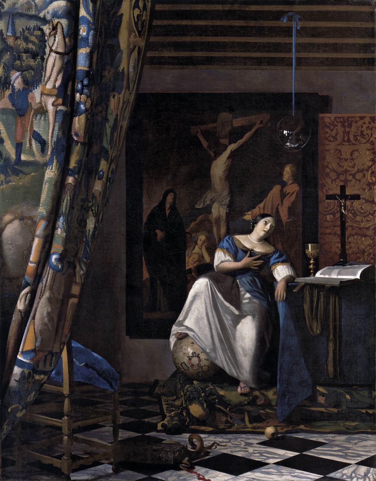 The Allegory of the Faith, vintage artwork by Johannes Vermeer, 12x8" (A4) Poster