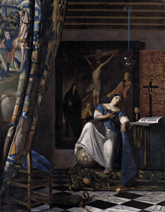 The Allegory of the Faith, vintage artwork by Johannes Vermeer, 12x8" (A4) Poster