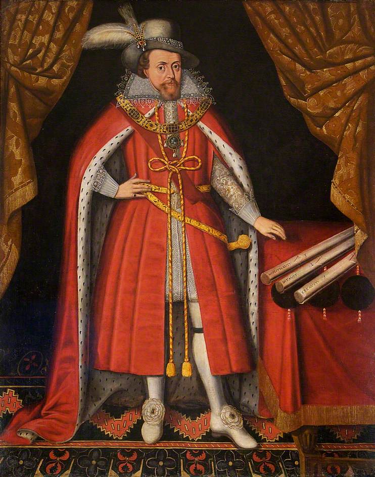 James I in his State Clothes, vintage artwork by British School 17th Century - Unknown, 12x8" (A4) Poster