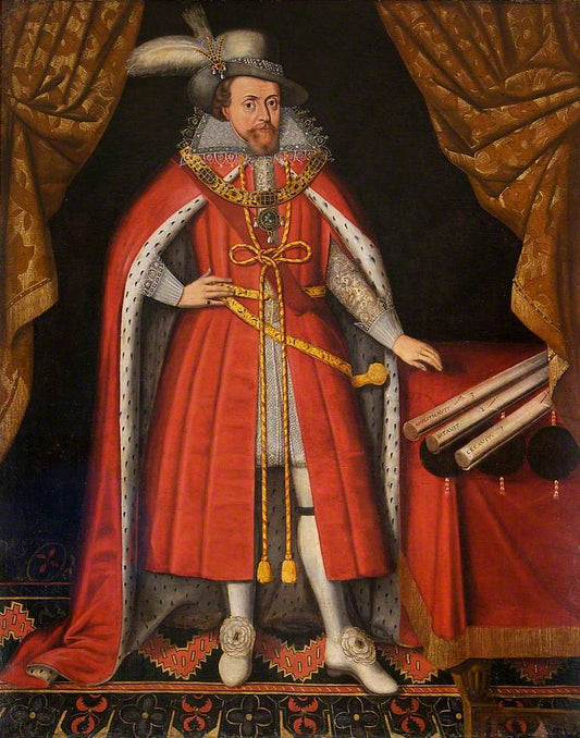 James I in his State Clothes, vintage artwork by British School 17th Century - Unknown, 12x8" (A4) Poster