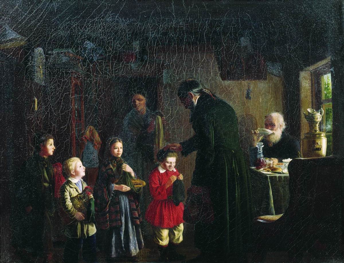 The Priest's Birthday, vintage artwork by Leonid Solomatkin, 12x8" (A4) Poster