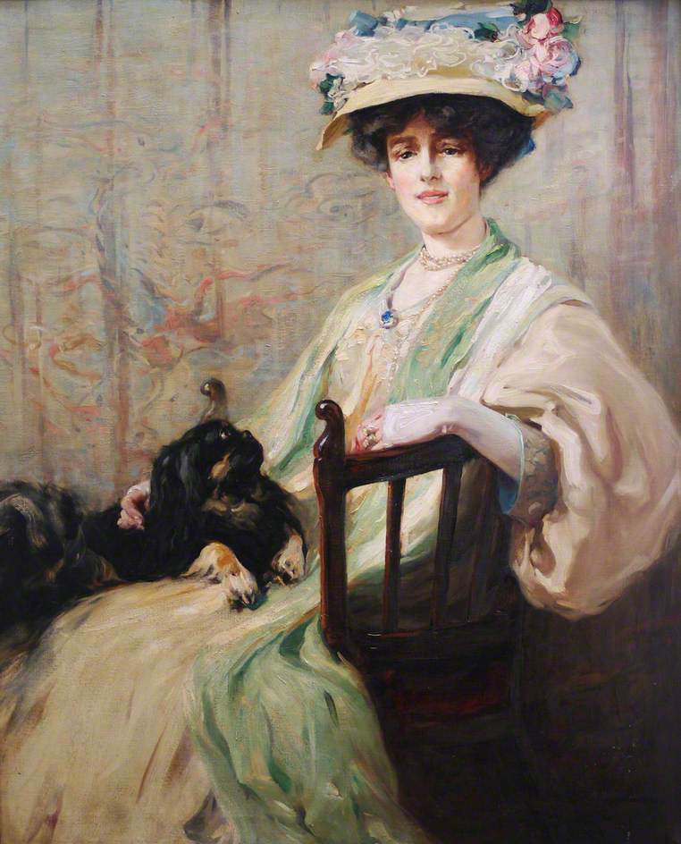 Mrs Howard Stormont and Her Pekingese 'Prince Pri', vintage artwork by Edmund Aubrey Hunt, 12x8" (A4) Poster
