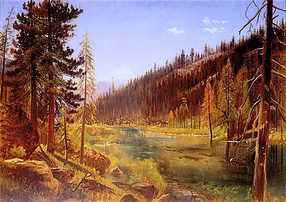 Truckee River, Sierra Nevada Mountains, vintage artwork by Gilbert Munger, 12x8" (A4) Poster