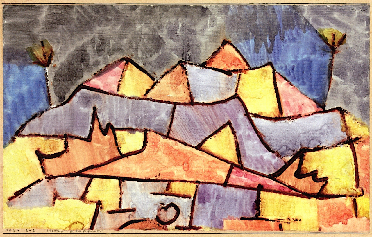 Austere Mountain Shape, Crystalline Mountain, vintage artwork by Paul Klee, 12x8" (A4) Poster
