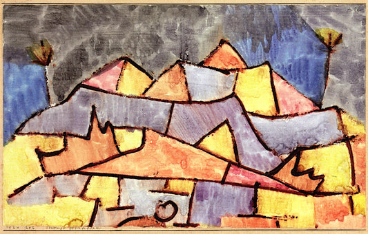 Austere Mountain Shape, Crystalline Mountain, vintage artwork by Paul Klee, 12x8" (A4) Poster
