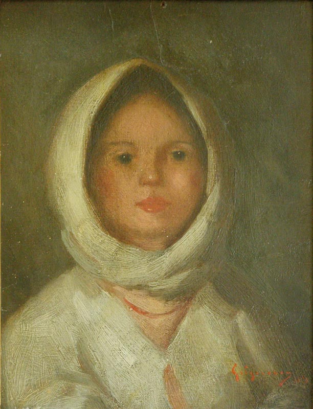 Peasant Woman with Kerchief, vintage artwork by Nicolae Grigorescu, 12x8" (A4) Poster