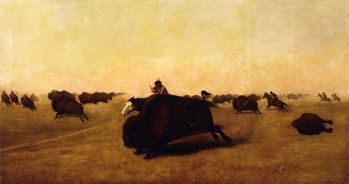Buffalo Hunt, vintage artwork by William Jacob Hays, 12x8" (A4) Poster