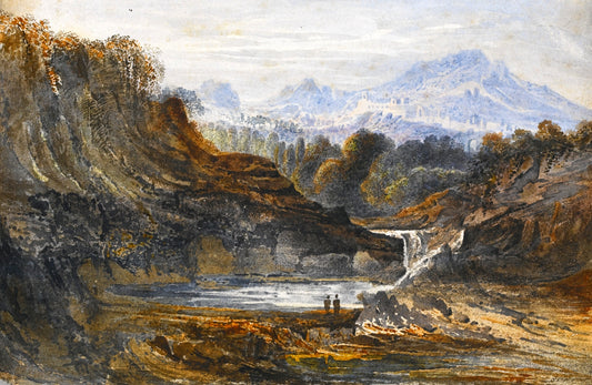 Figures in a Classical Landscape, vintage artwork by John Martin, 12x8" (A4) Poster