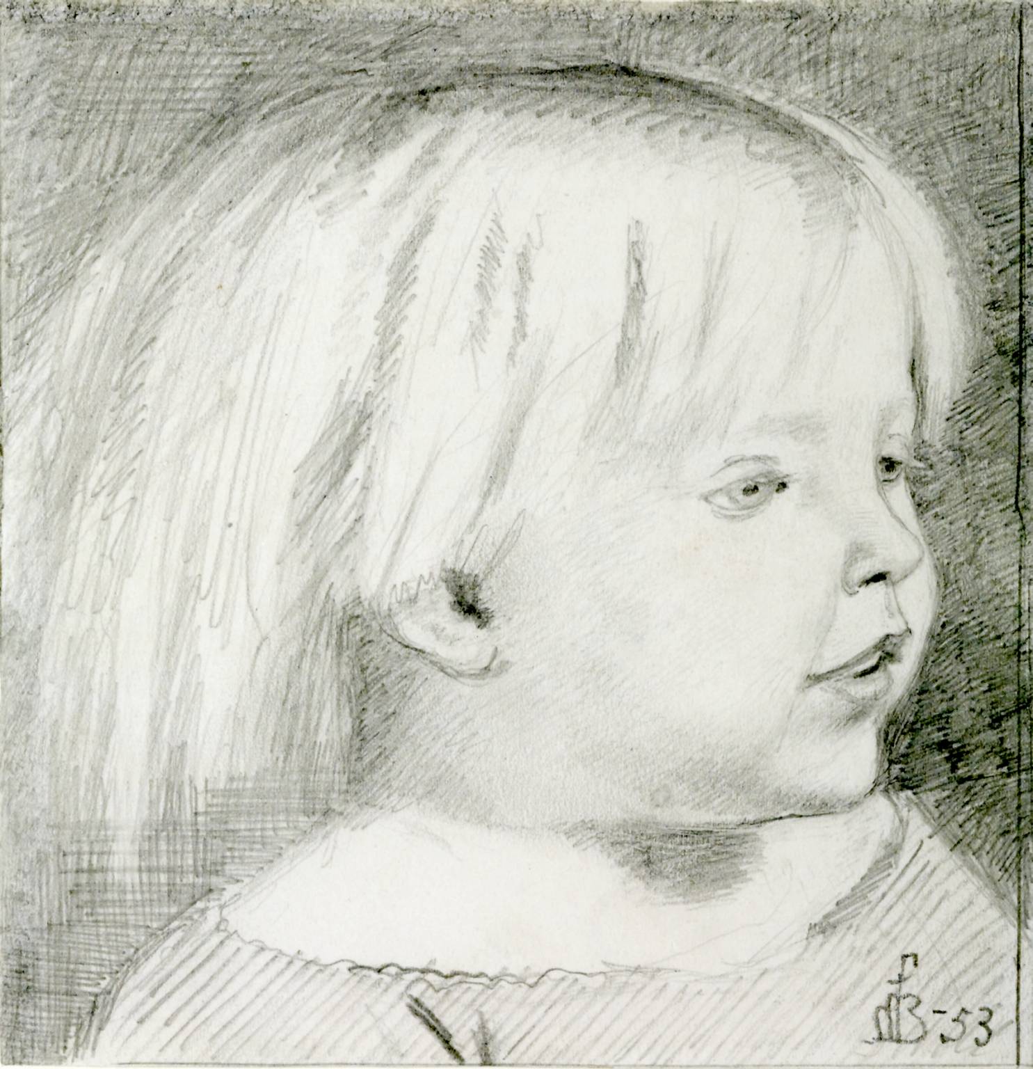 Cathy Madox Brown at the Age of Three, vintage artwork by Ford Madox Brown, A3 (16x12") Poster Print