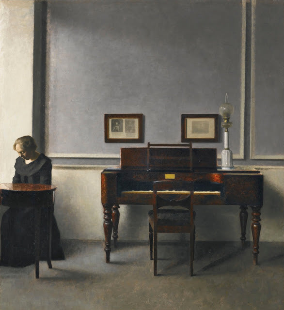 Ida in an Interior with Piano by Vilhelm Hammershoi,A3(16x12")Poster