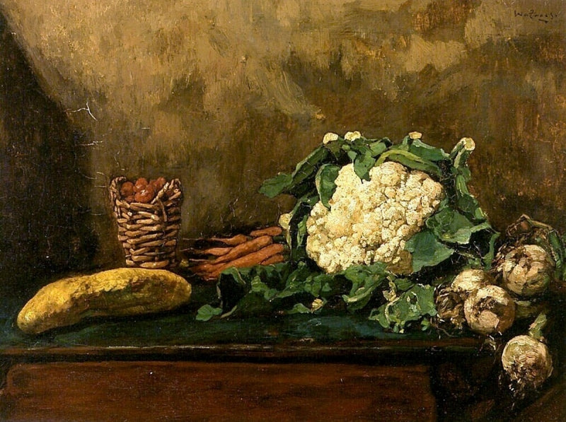 Still Life with Cauliflower, vintage artwork by Willem de Zwart, 12x8" (A4) Poster