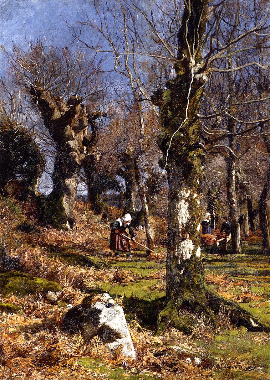 Gathering Leaves, vintage artwork by Hugh Bolton Jones, 12x8" (A4) Poster