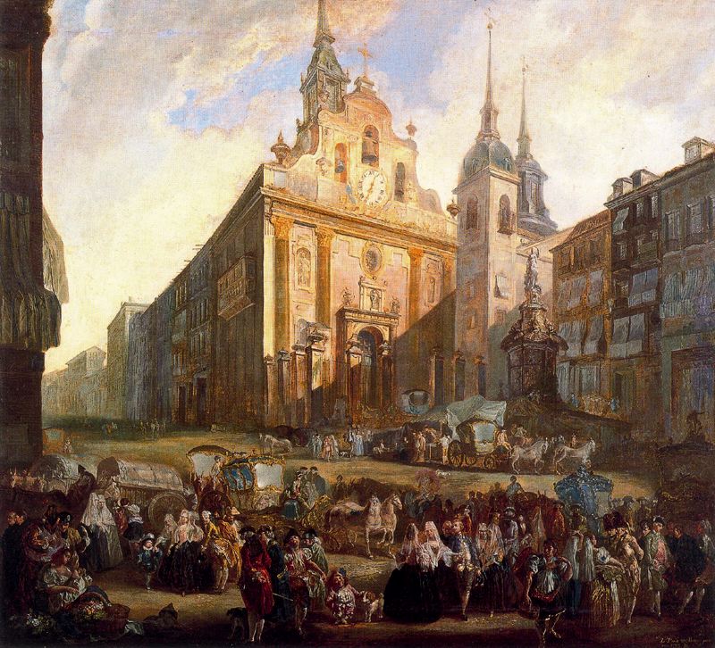 The Puerta del Sol in Madrid, vintage artwork by Luis Paret y Alcazar, 12x8" (A4) Poster