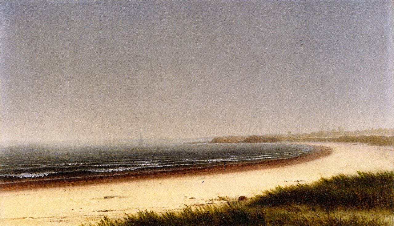 Beach Scene, Newport, vintage artwork by James Augustus Suydam, A3 (16x12") Poster Print