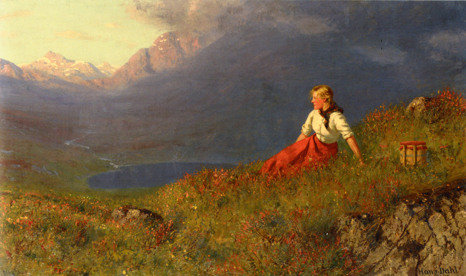 Last Rays of the Sun, vintage artwork by Hans Dahl, 12x8" (A4) Poster