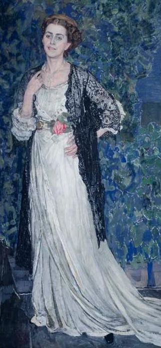 Portrait of Marina Makovskaya, vintage artwork by Alexander Golovin, 12x8" (A4) Poster