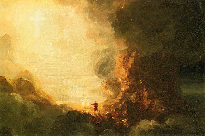 The Cross and the World: Study for 'The Pilgrim of the Cross at the End of His Journey', vintage artwork by Thomas Cole, A3 (16x12