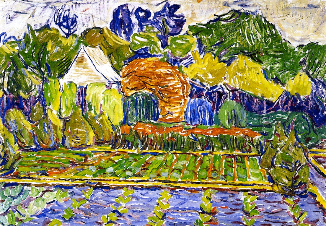 Garden in Soest, vintage artwork by Christian Rohlfs, 12x8" (A4) Poster