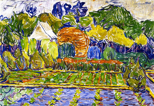 Garden in Soest, vintage artwork by Christian Rohlfs, 12x8" (A4) Poster