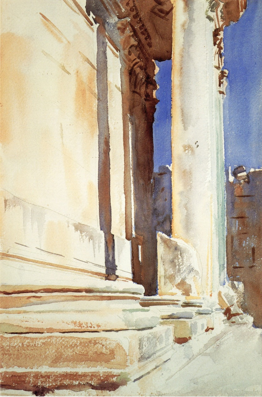 Baalback, Temple of Bacchus, vintage artwork by John Singer Sargent, 12x8" (A4) Poster