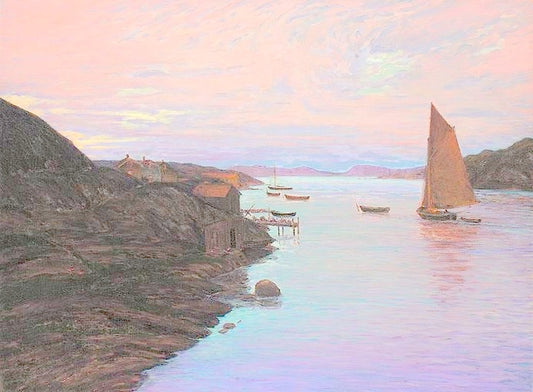 Kyrkesund, Blue Water, vintage artwork by Karl Nordström, 12x8" (A4) Poster