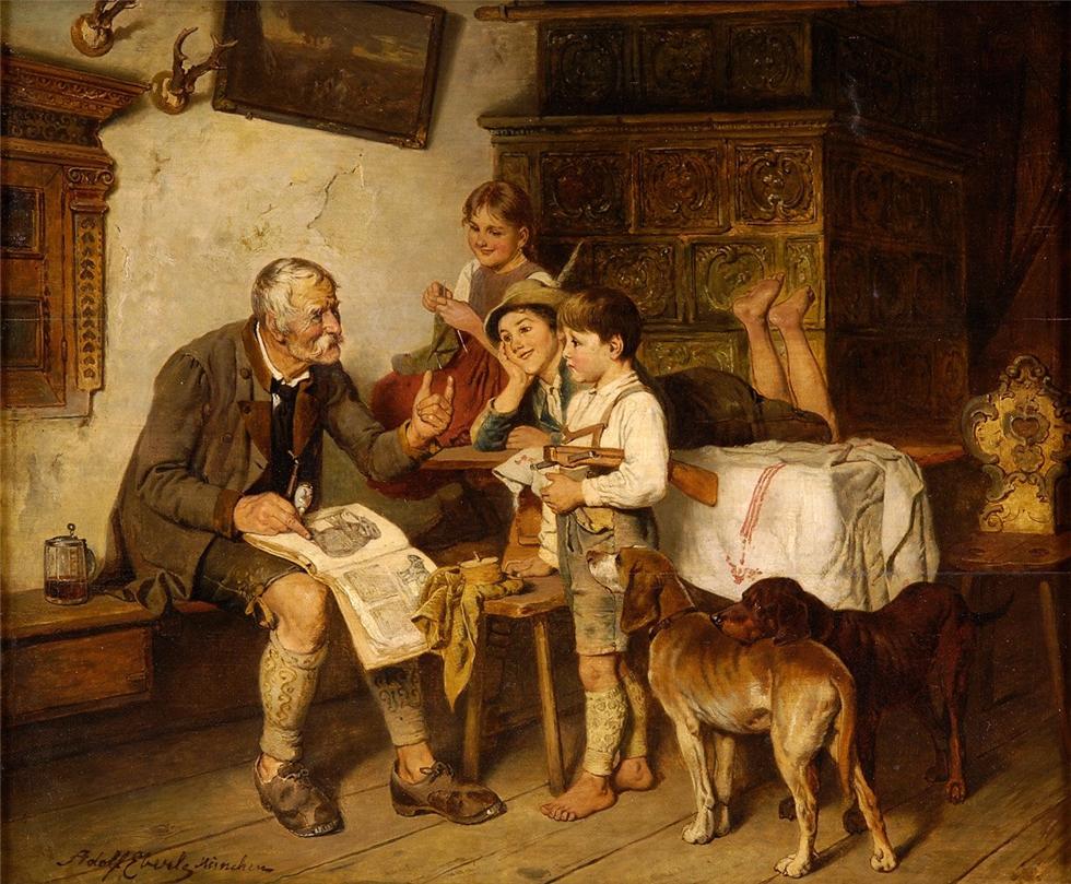 The Natural History Lesson, vintage artwork by Adolf Eberle, 12x8" (A4) Poster
