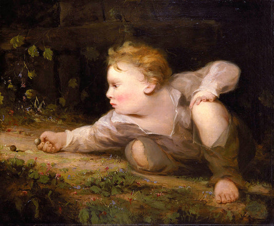 Boy Playing Marbles, vintage artwork by David Gilmour Blythe, A3 (16x12") Poster Print