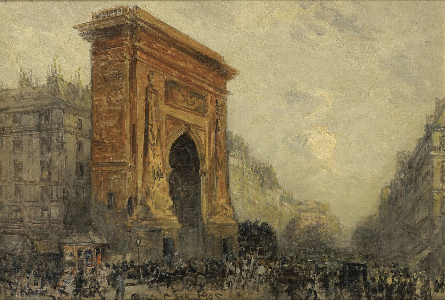 Paris, the Porte Saint-Denis, vintage artwork by Frank Myers Boggs, 12x8" (A4) Poster