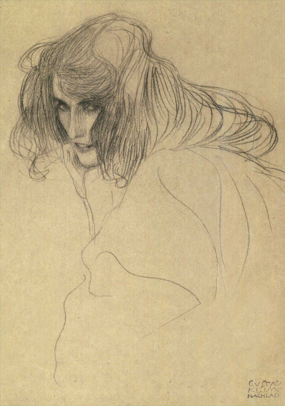 Lasciviousness (Study), vintage artwork by Gustav Klimt, 12x8" (A4) Poster