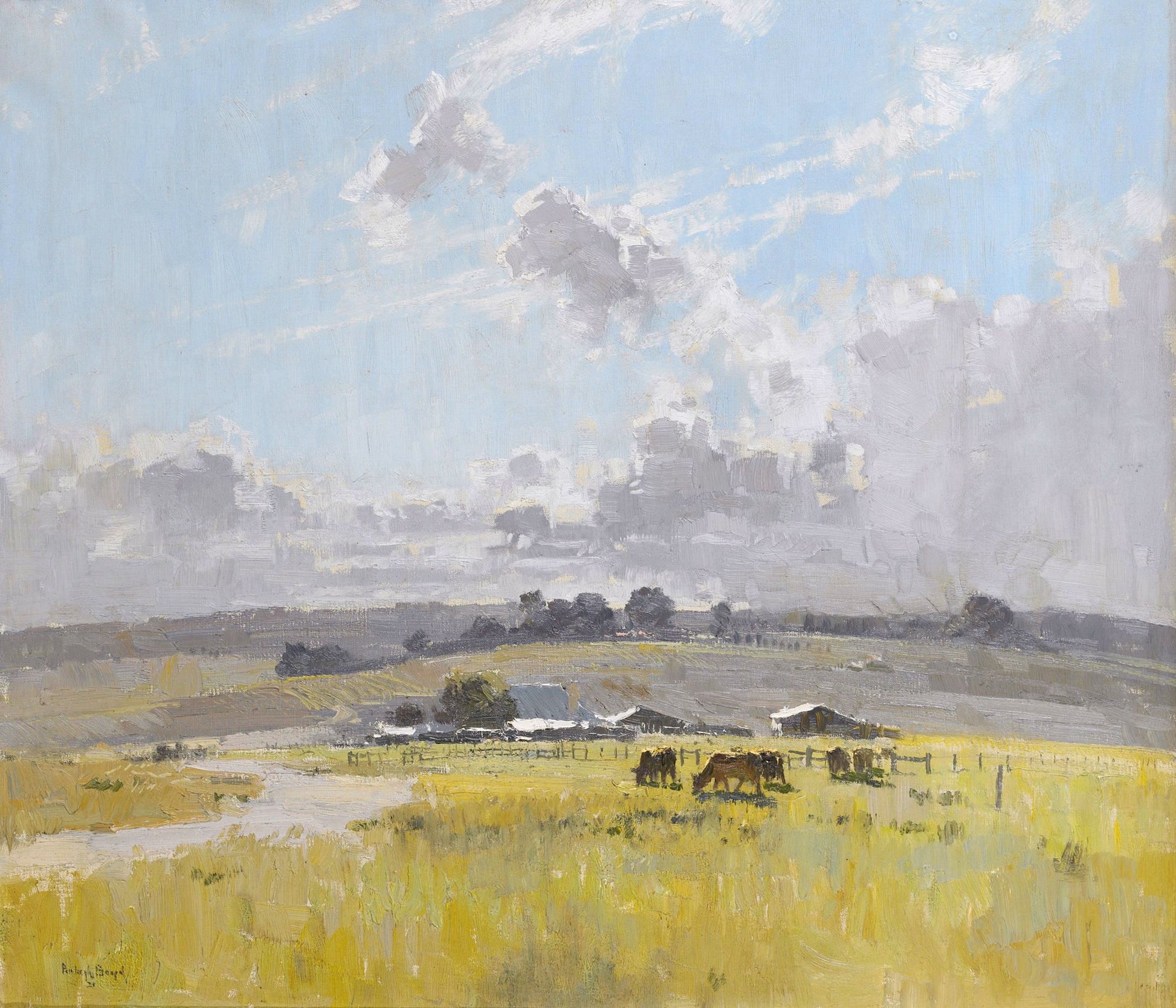 Landscape with Cattle and Farm Buildings, vintage artwork by Penleigh Boyd, 12x8" (A4) Poster