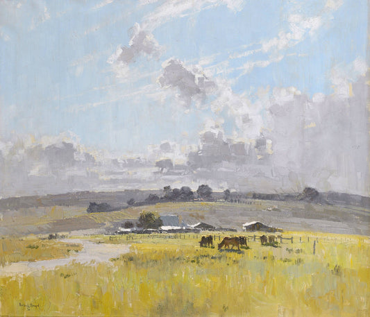 Landscape with Cattle and Farm Buildings, vintage artwork by Penleigh Boyd, 12x8" (A4) Poster