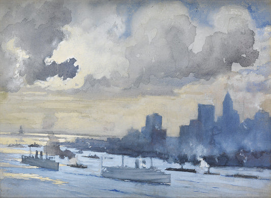 Clouds over New York Harbor, vintage artwork by Joseph Pennell, 12x8" (A4) Poster