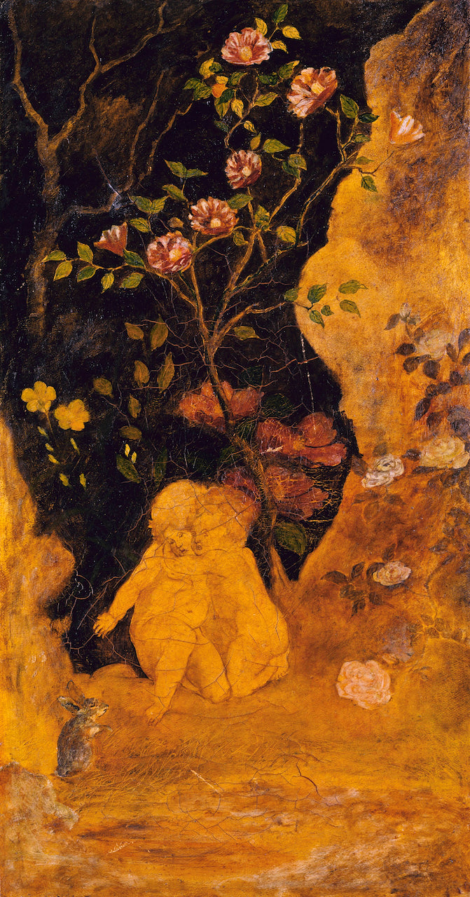 Panel for a Screen: Children Frightened by  a Rabbit, vintage artwork by Albert Pinkham Ryder, 12x8" (A4) Poster