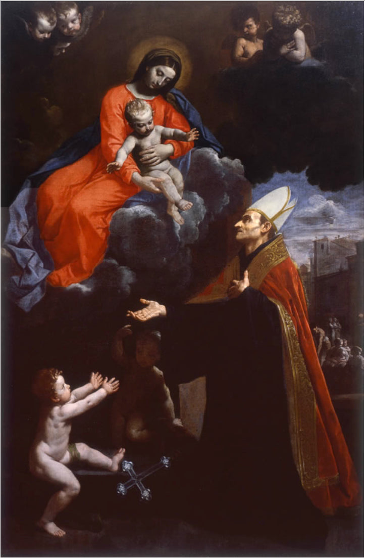 Saint Thomas of Villanova, vintage artwork by Simone Cantarini, 12x8" (A4) Poster