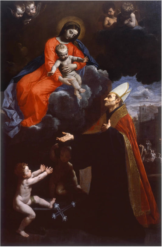 Saint Thomas of Villanova, vintage artwork by Simone Cantarini, 12x8" (A4) Poster