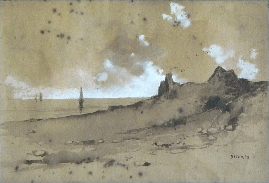 Sketch of a seascape, vintage artwork by Alexandre-Gabriel Decamps, A3 (16x12") Poster Print