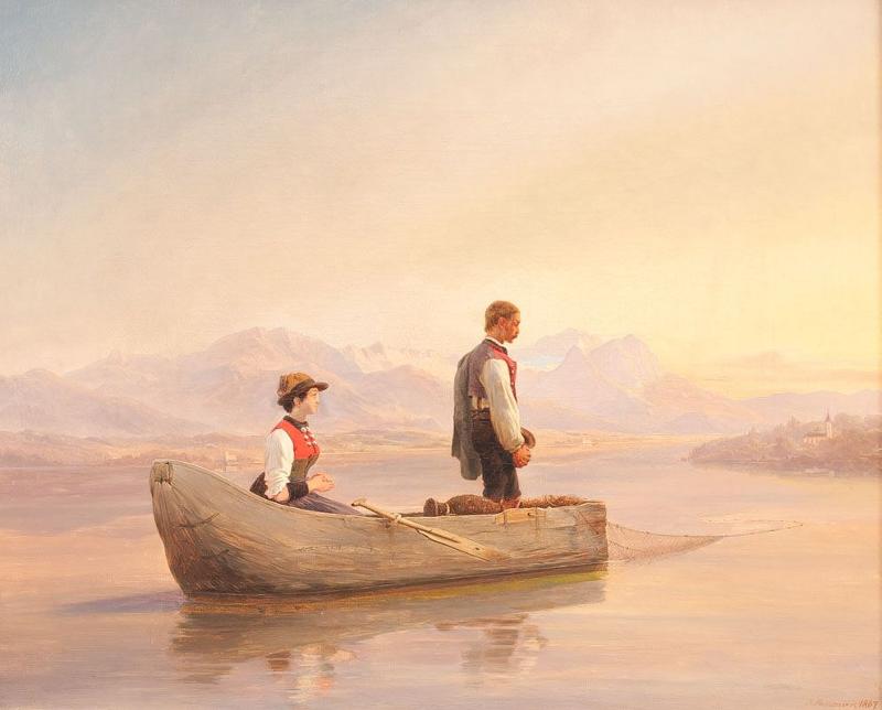 Devout Fisherman Couple, vintage artwork by Niels Simonsen, A3 (16x12") Poster Print