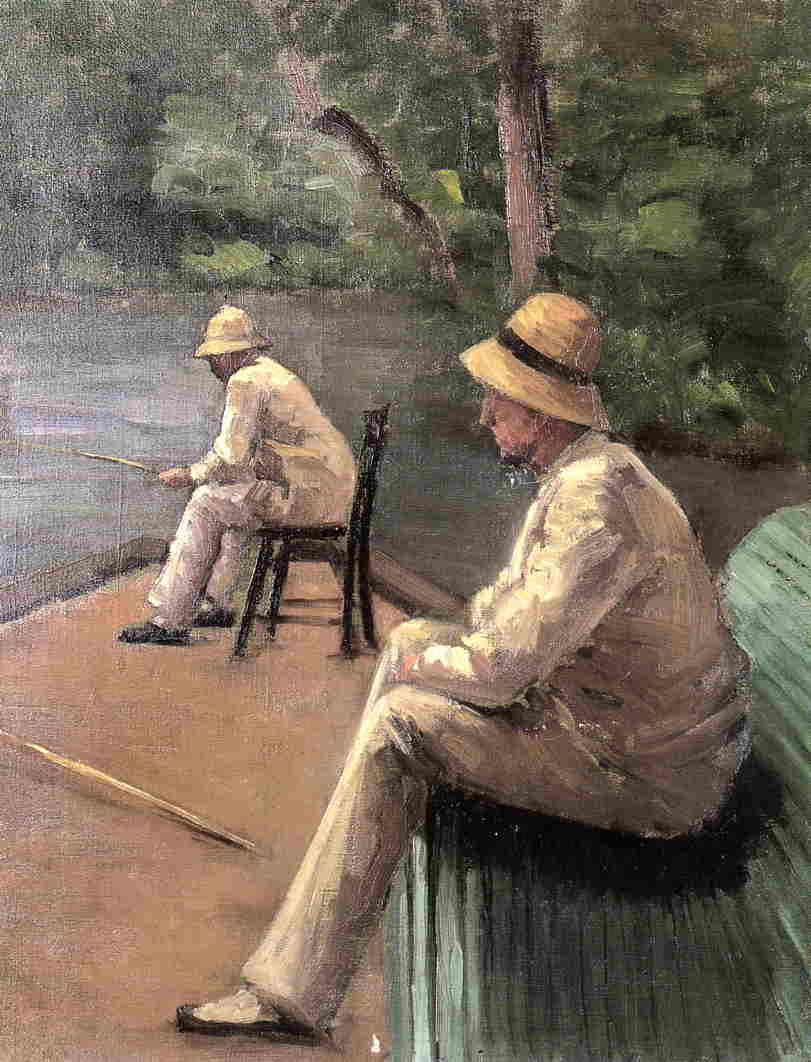 Fishermen on the Banks of the Yerres, vintage artwork by Gustave Caillebotte, 12x8" (A4) Poster