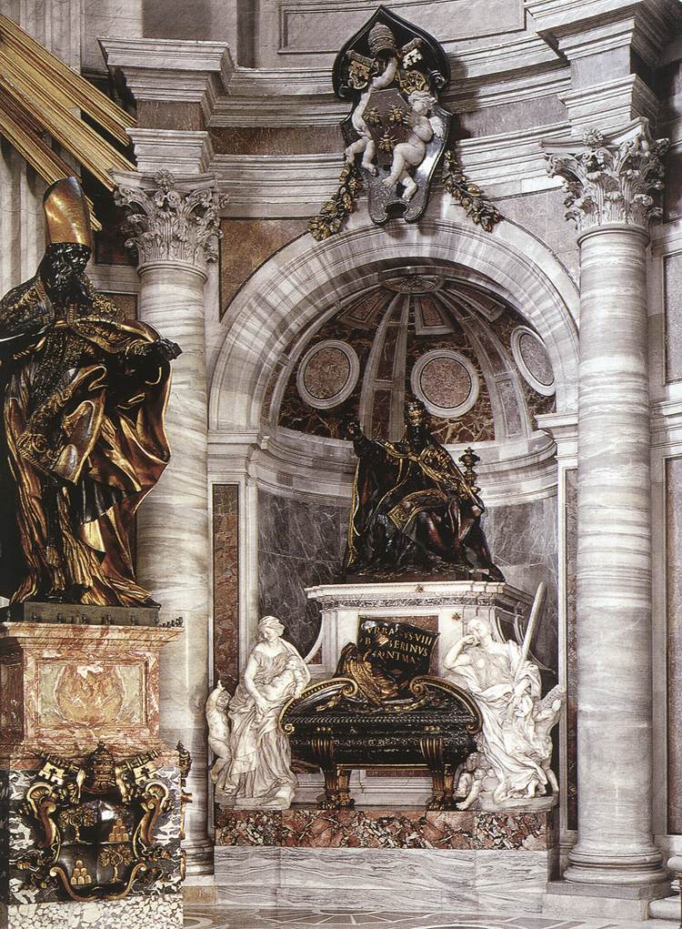 Tomb of Pope Urban VIII, vintage artwork by Gian Lorenzo Bernini, 12x8" (A4) Poster