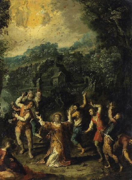 The Stoning of St Stephen, vintage artwork by Johann König, 12x8" (A4) Poster