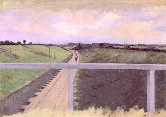 Landscape with Railway Tracks, vintage artwork by Gustave Caillebotte, 12x8" (A4) Poster