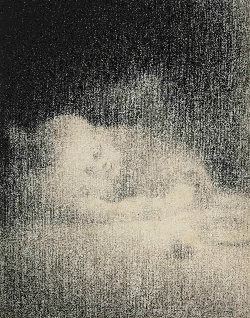 Baby  Sleeping, vintage artwork by Charles Angrand, 12x8" (A4) Poster
