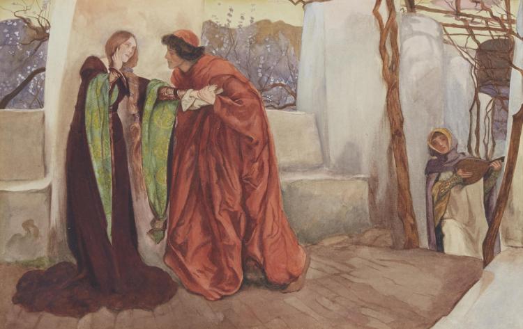 O Mistress Mine, vintage artwork by Edwin Austin Abbey, 12x8" (A4) Poster