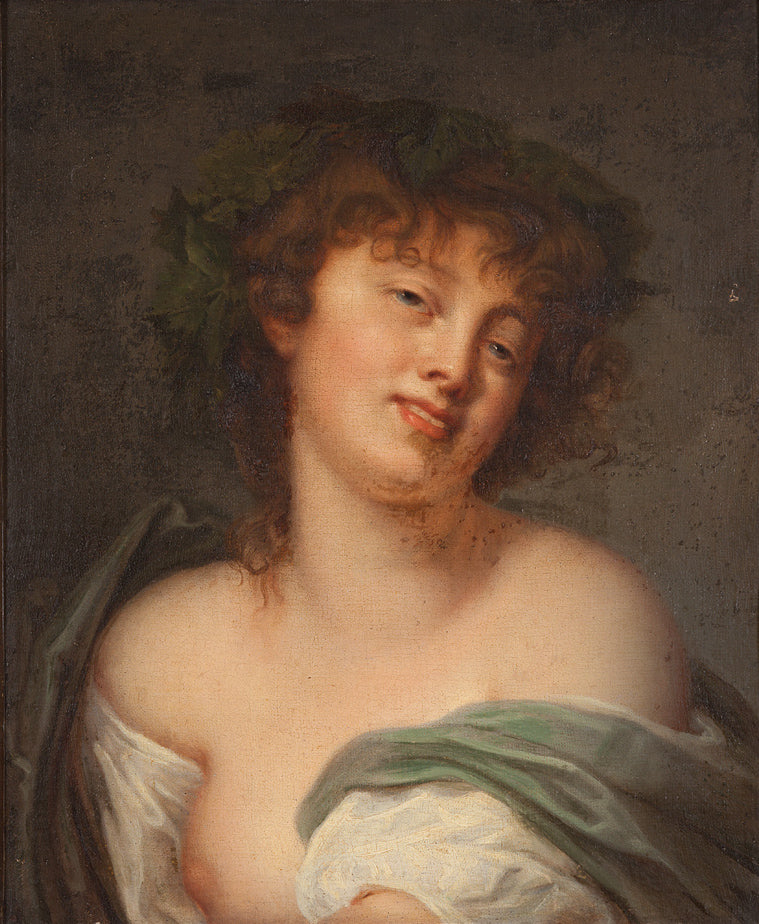 Bacchante, vintage artwork by Jacques-Antoine Vallin, 12x8" (A4) Poster