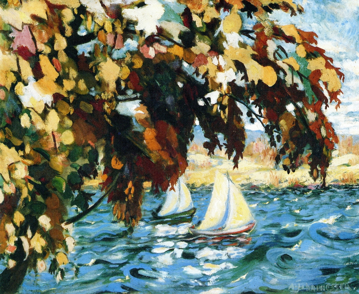 In Oslo Fjord, vintage artwork by Aksel Waldemar Johannessen, 12x8" (A4) Poster