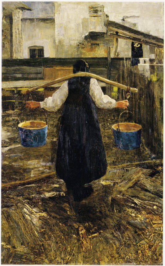 La portatrice d’aqua, vintage artwork by Giovanni Segantini, 12x8" (A4) Poster