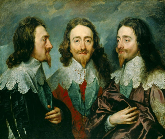Charles I in Three Positions (1600-1649), vintage artwork by Anthony van Dyck, 12x8" (A4) Poster