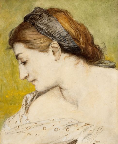 Young Woman in Profile, vintage artwork by Arnold Böcklin, 12x8" (A4) Poster